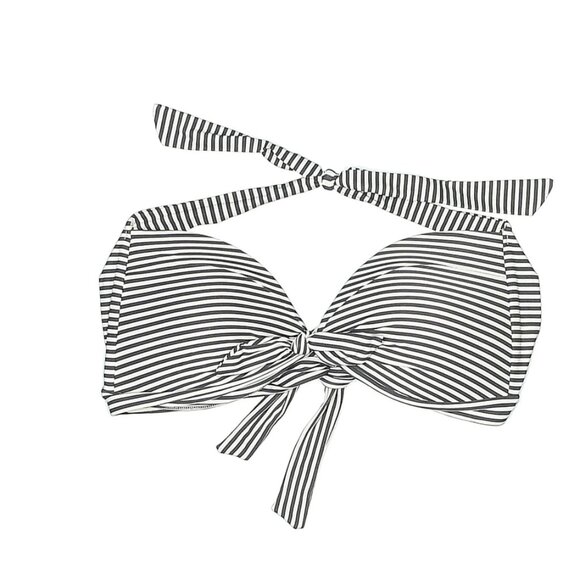 BOND-EYE Women's Padded Black‎ White Striped Halter Bikini Top Size US 8 - Picture 1 of 6